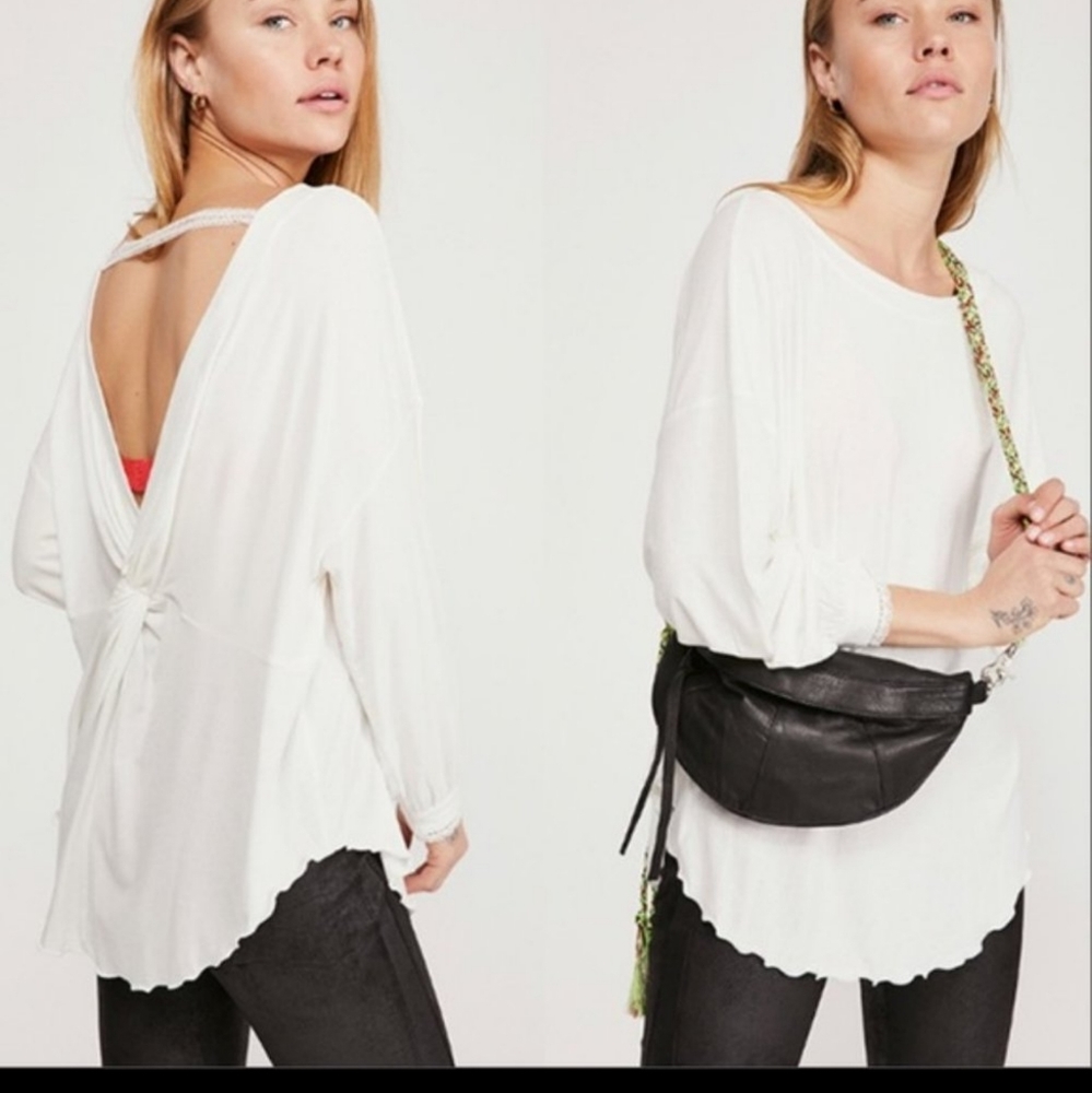 Free People Shimmy Shake Long Sleeve Top in Ivory